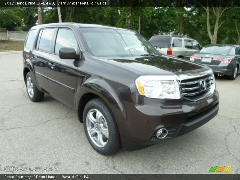 Dark Amber Metallic / Beige 2012 Honda Pilot EX-L 4WD