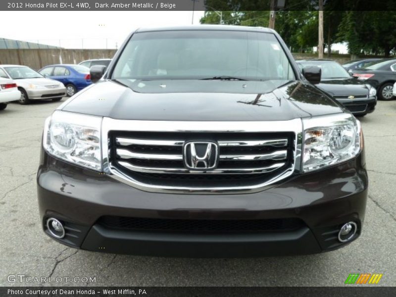 Dark Amber Metallic / Beige 2012 Honda Pilot EX-L 4WD