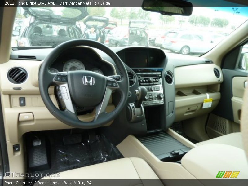 Dark Amber Metallic / Beige 2012 Honda Pilot EX-L 4WD