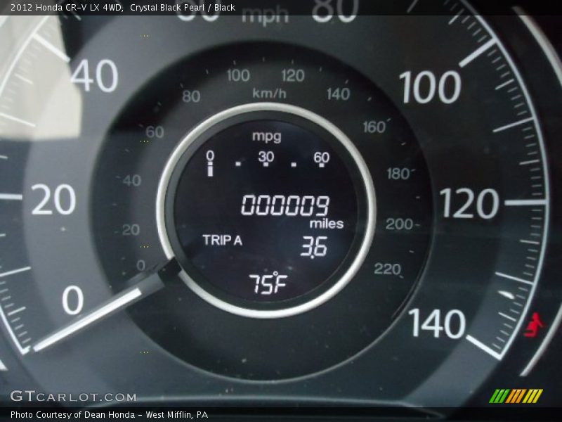 Crystal Black Pearl / Black 2012 Honda CR-V LX 4WD