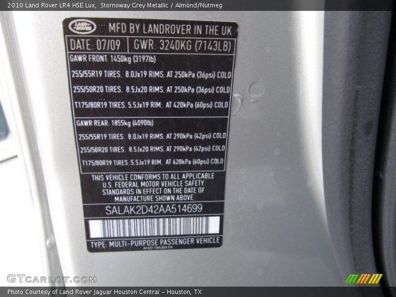 Stornoway Grey Metallic / Almond/Nutmeg 2010 Land Rover LR4 HSE Lux