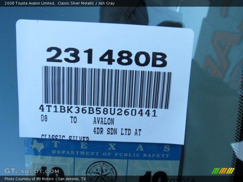 Classic Silver Metallic / Ash Gray 2008 Toyota Avalon Limited