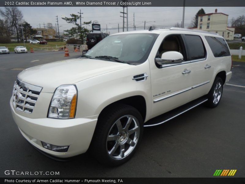 White Diamond Tricoat / Cocoa/Light Linen 2012 Cadillac Escalade Platinum AWD