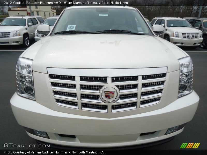 White Diamond Tricoat / Cocoa/Light Linen 2012 Cadillac Escalade Platinum AWD