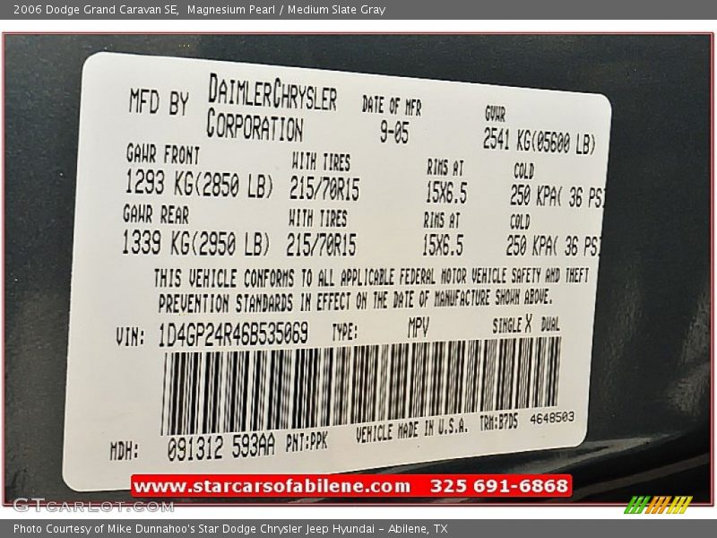Magnesium Pearl / Medium Slate Gray 2006 Dodge Grand Caravan SE