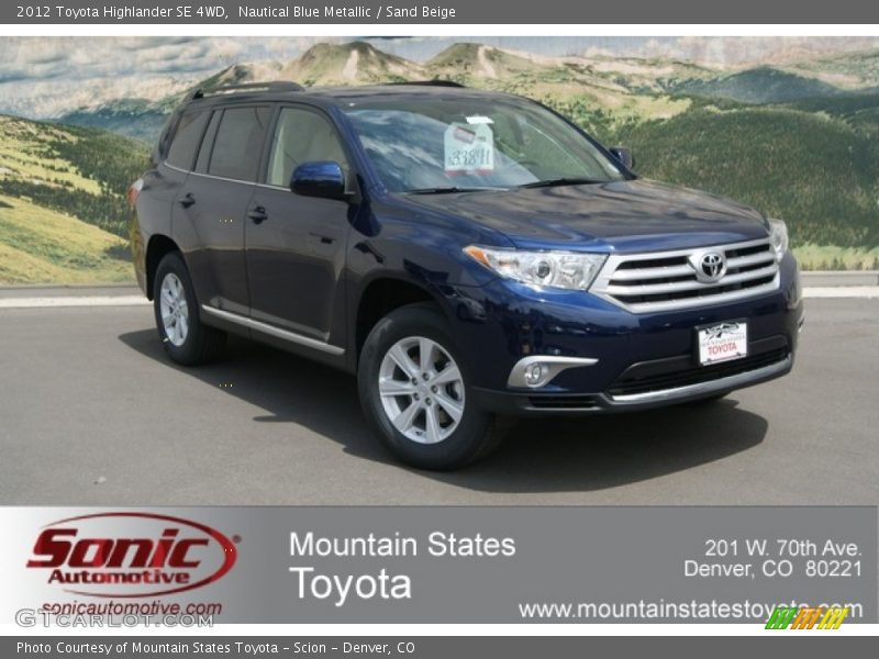 Nautical Blue Metallic / Sand Beige 2012 Toyota Highlander SE 4WD