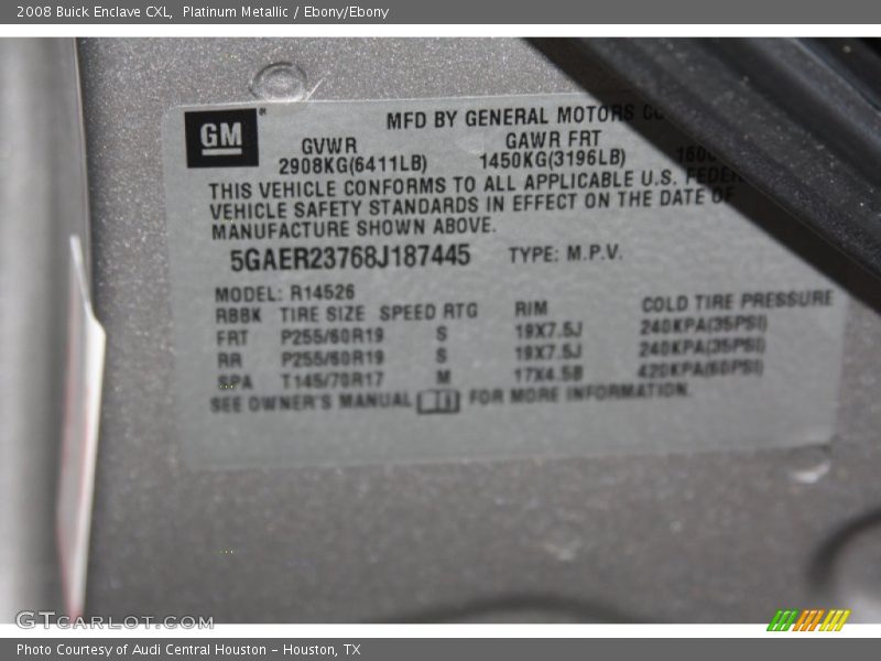Platinum Metallic / Ebony/Ebony 2008 Buick Enclave CXL