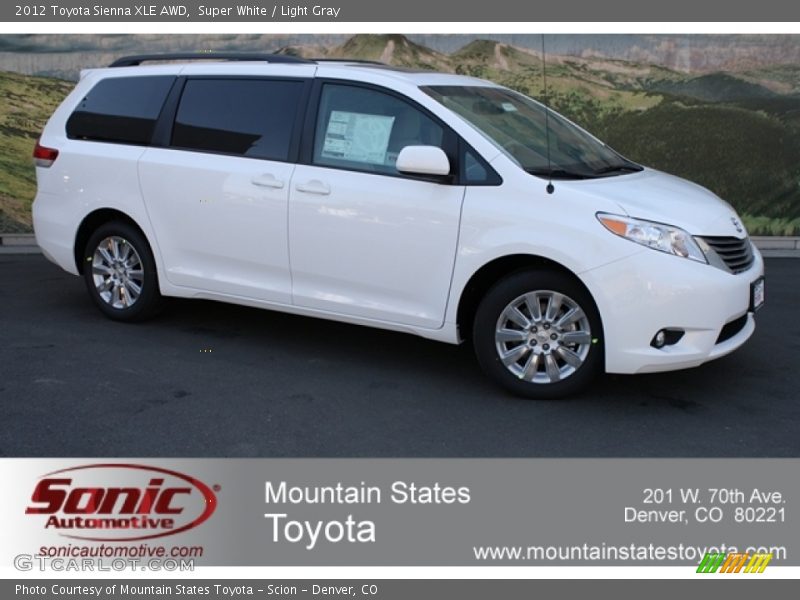 Super White / Light Gray 2012 Toyota Sienna XLE AWD