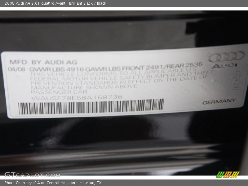 Brilliant Black / Black 2008 Audi A4 2.0T quattro Avant
