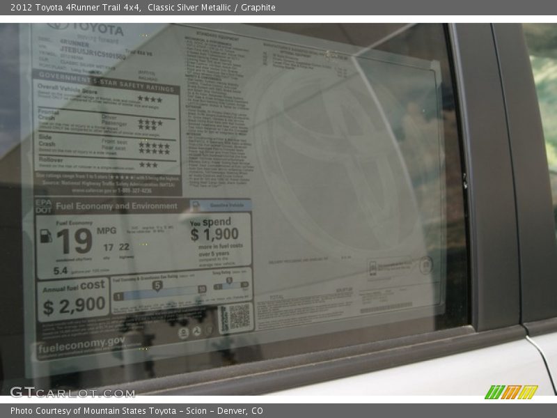 Classic Silver Metallic / Graphite 2012 Toyota 4Runner Trail 4x4