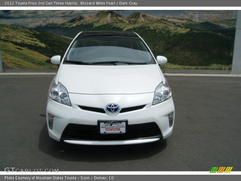 Blizzard White Pearl / Dark Gray 2012 Toyota Prius 3rd Gen Three Hybrid