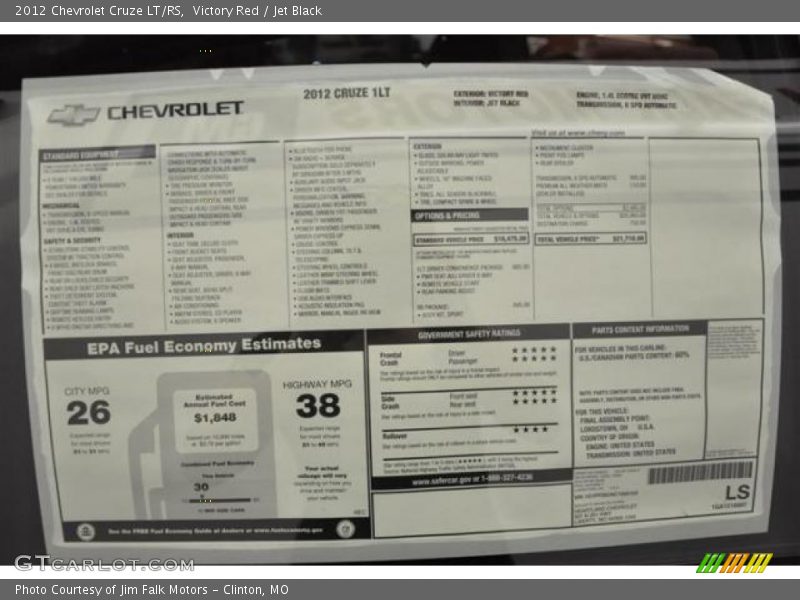 Victory Red / Jet Black 2012 Chevrolet Cruze LT/RS