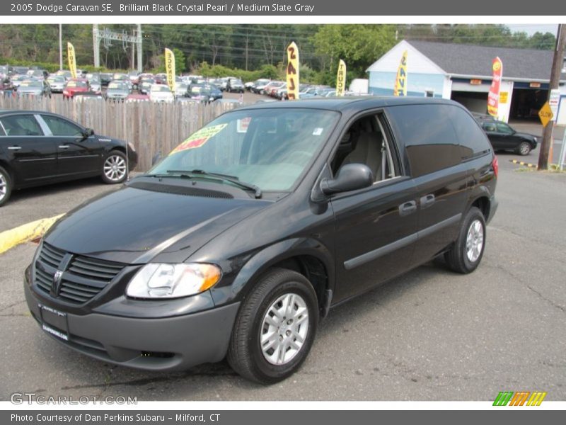 Brilliant Black Crystal Pearl / Medium Slate Gray 2005 Dodge Caravan SE