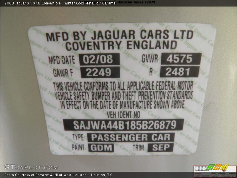Winter Gold Metallic / Caramel 2008 Jaguar XK XK8 Convertible