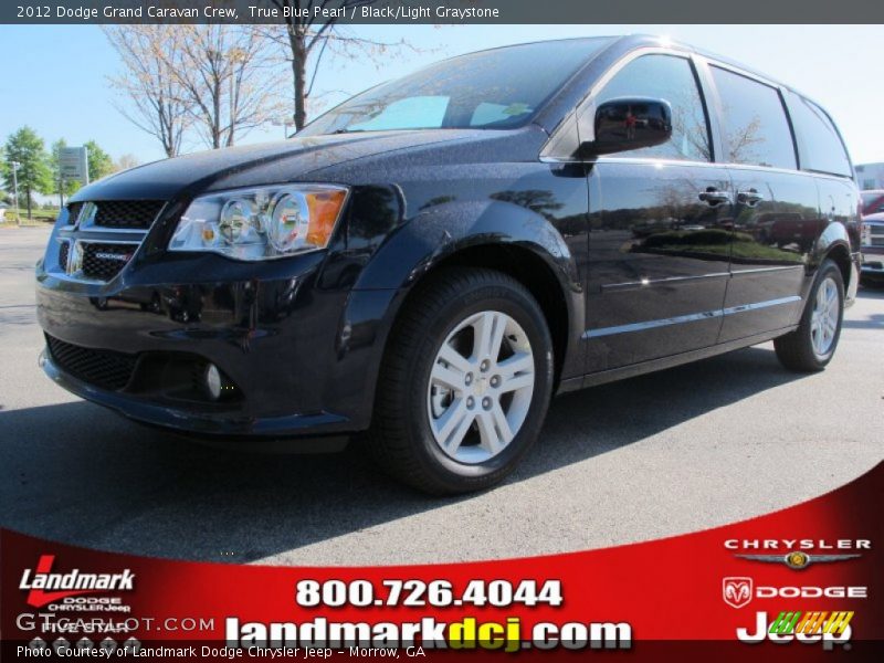 True Blue Pearl / Black/Light Graystone 2012 Dodge Grand Caravan Crew