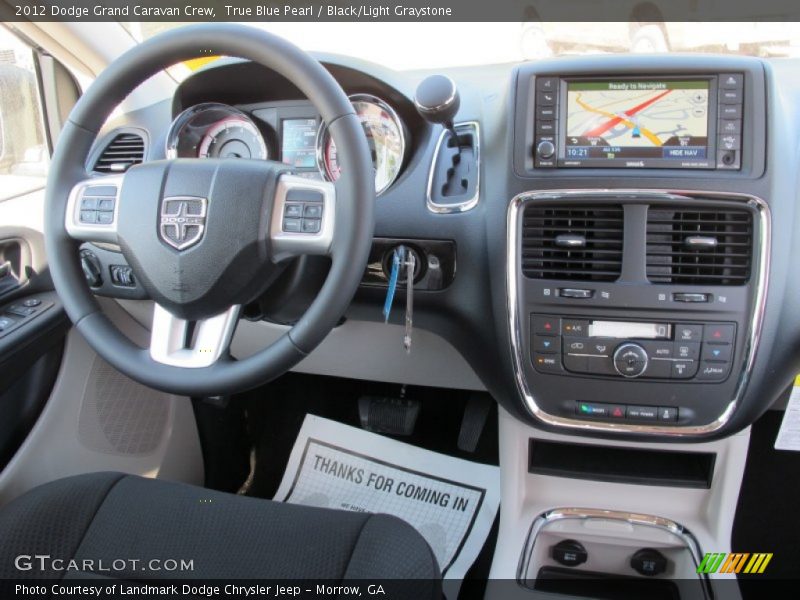 True Blue Pearl / Black/Light Graystone 2012 Dodge Grand Caravan Crew