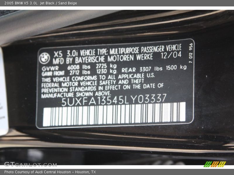 Jet Black / Sand Beige 2005 BMW X5 3.0i