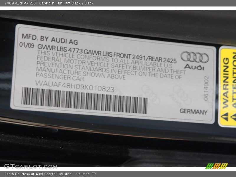 Brilliant Black / Black 2009 Audi A4 2.0T Cabriolet