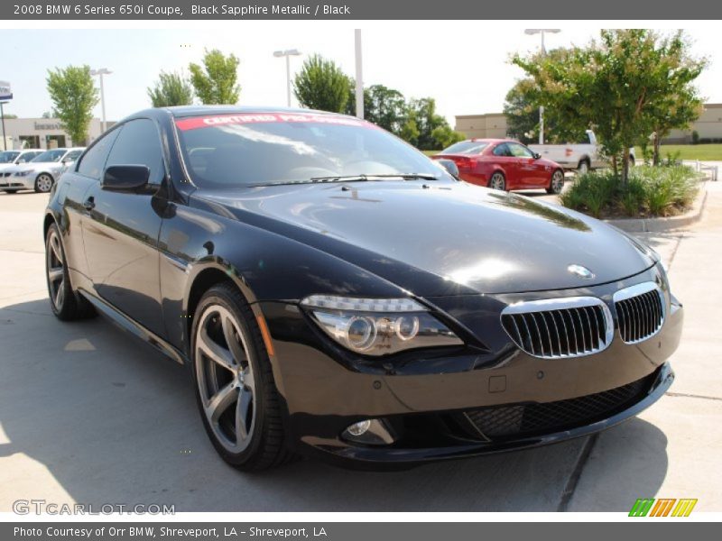 Black Sapphire Metallic / Black 2008 BMW 6 Series 650i Coupe