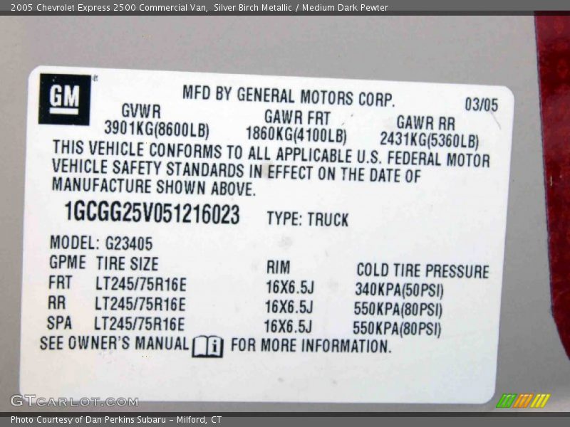 Silver Birch Metallic / Medium Dark Pewter 2005 Chevrolet Express 2500 Commercial Van