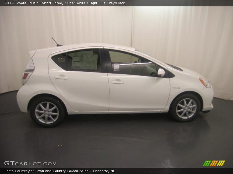 Super White / Light Blue Gray/Black 2012 Toyota Prius c Hybrid Three