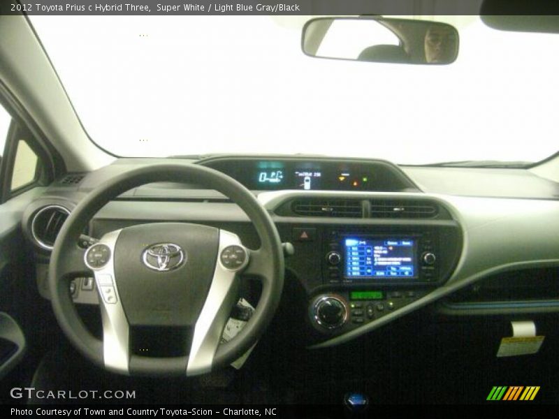Super White / Light Blue Gray/Black 2012 Toyota Prius c Hybrid Three