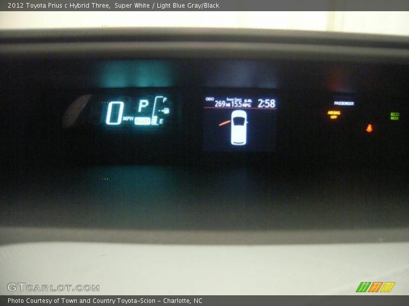 Super White / Light Blue Gray/Black 2012 Toyota Prius c Hybrid Three
