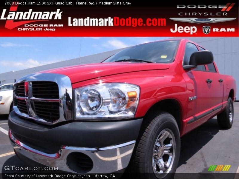 Flame Red / Medium Slate Gray 2008 Dodge Ram 1500 SXT Quad Cab