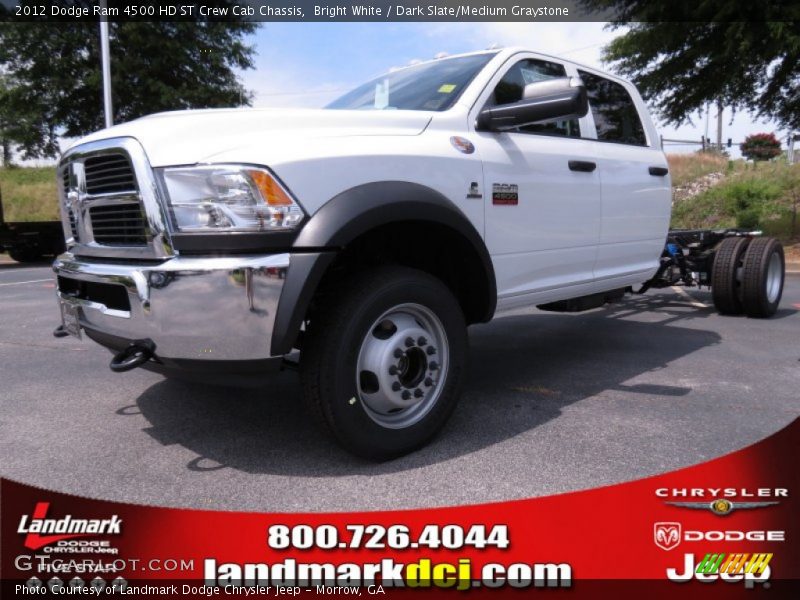 Bright White / Dark Slate/Medium Graystone 2012 Dodge Ram 4500 HD ST Crew Cab Chassis