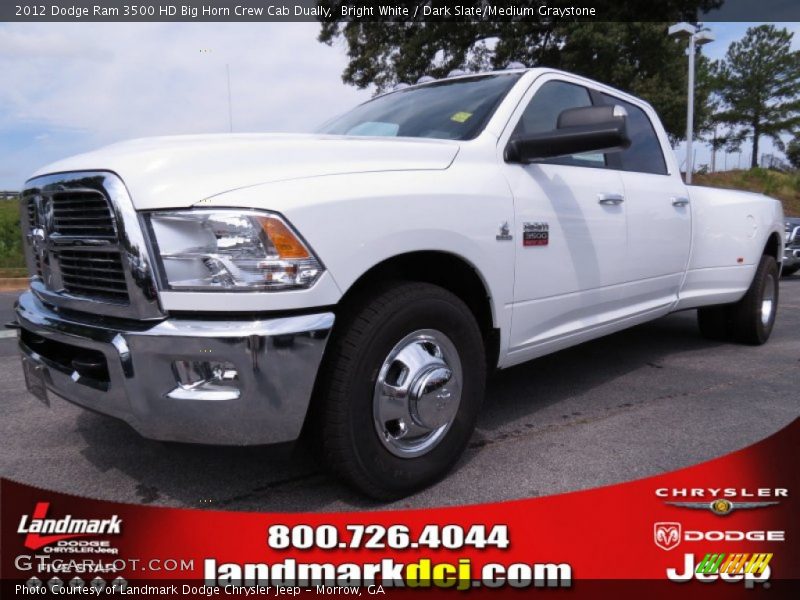 Bright White / Dark Slate/Medium Graystone 2012 Dodge Ram 3500 HD Big Horn Crew Cab Dually