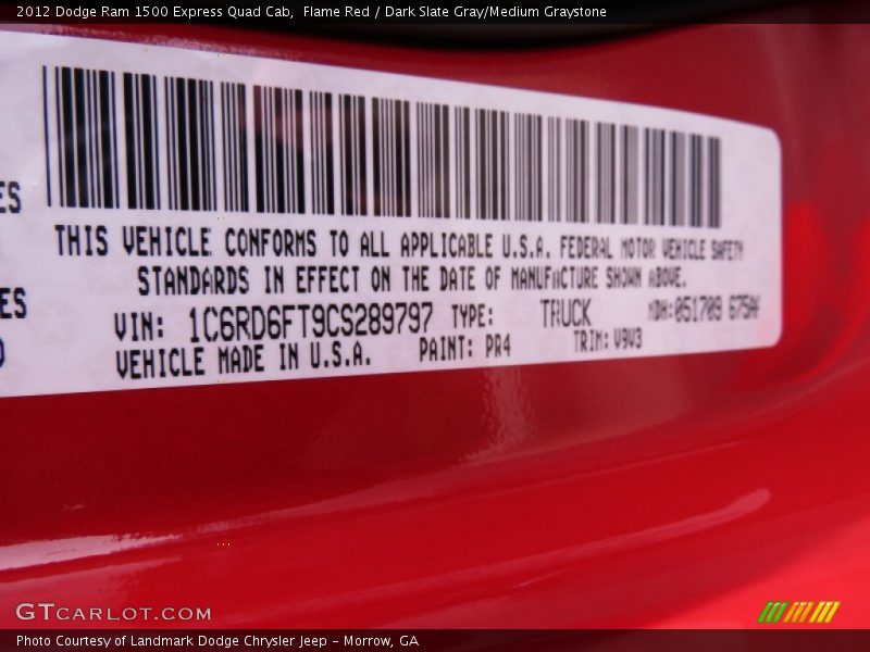 Flame Red / Dark Slate Gray/Medium Graystone 2012 Dodge Ram 1500 Express Quad Cab