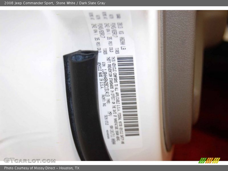 Stone White / Dark Slate Gray 2008 Jeep Commander Sport