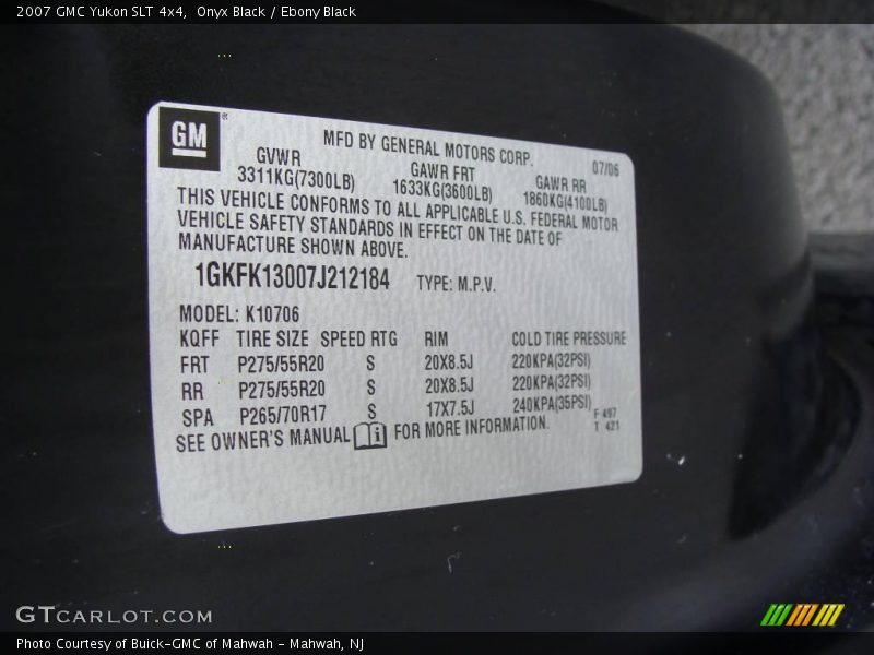 Onyx Black / Ebony Black 2007 GMC Yukon SLT 4x4