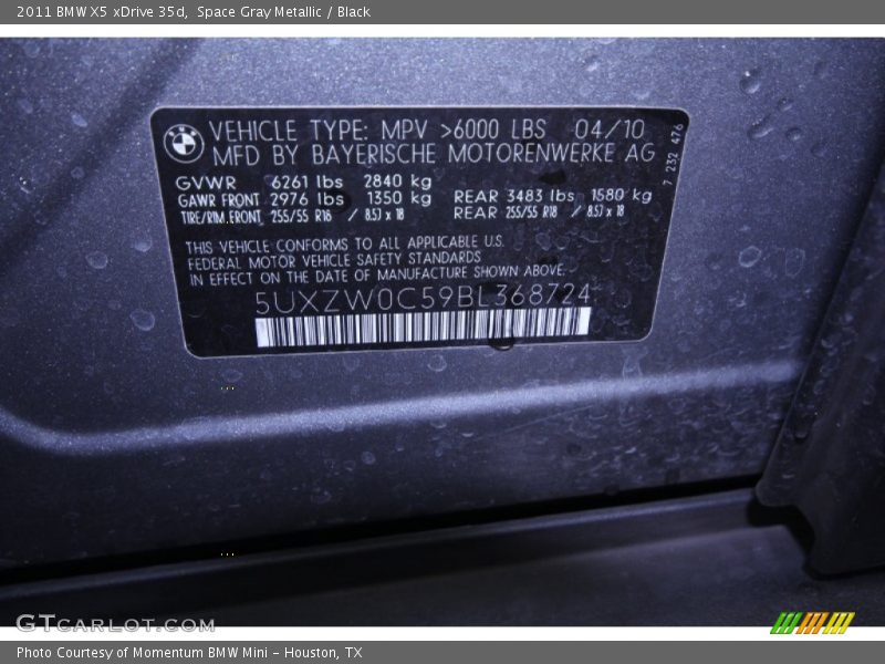 Space Gray Metallic / Black 2011 BMW X5 xDrive 35d