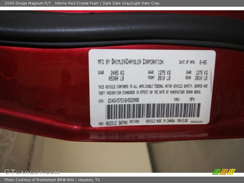 Inferno Red Crystal Pearl / Dark Slate Gray/Light Slate Gray 2006 Dodge Magnum R/T