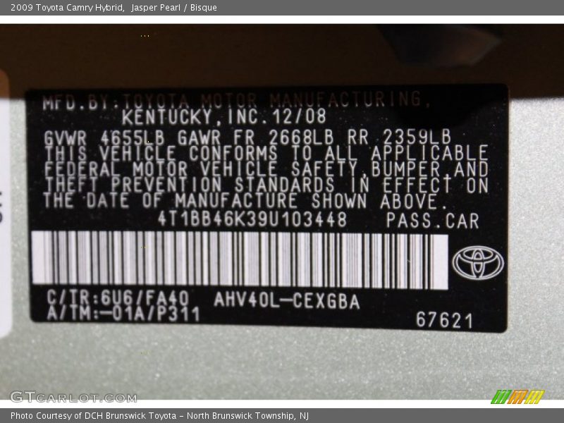 Jasper Pearl / Bisque 2009 Toyota Camry Hybrid