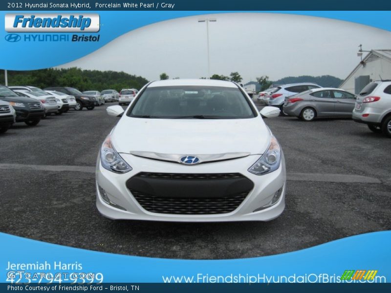 Porcelain White Pearl / Gray 2012 Hyundai Sonata Hybrid