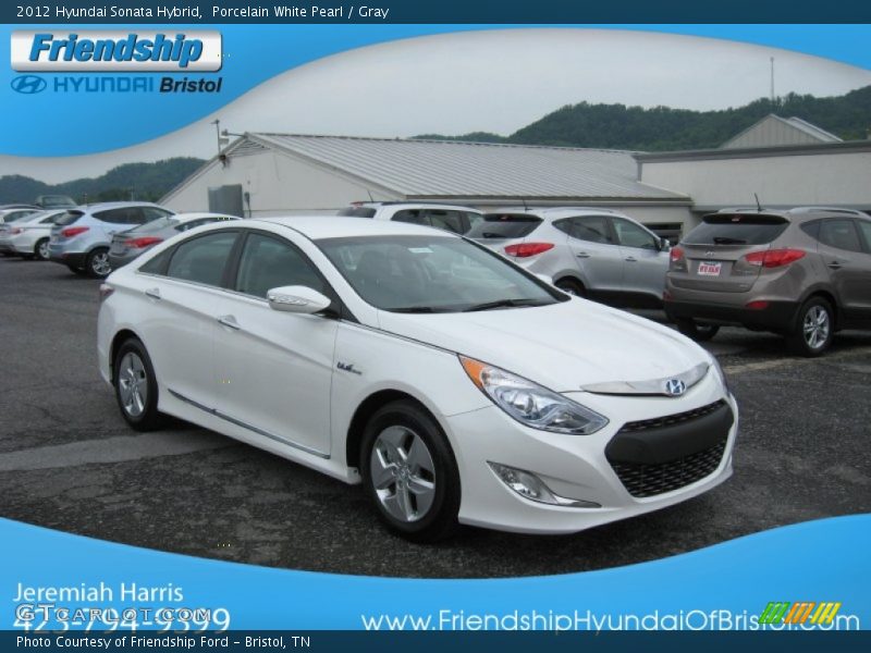 Porcelain White Pearl / Gray 2012 Hyundai Sonata Hybrid