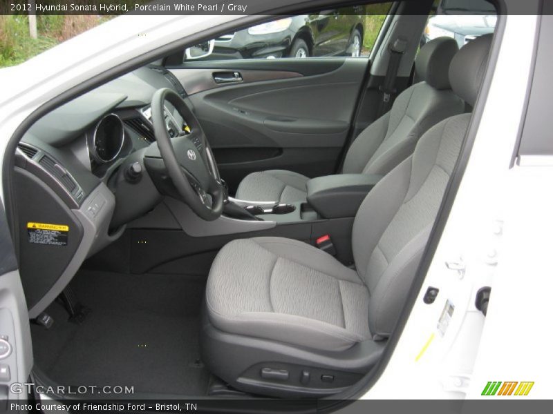 Porcelain White Pearl / Gray 2012 Hyundai Sonata Hybrid