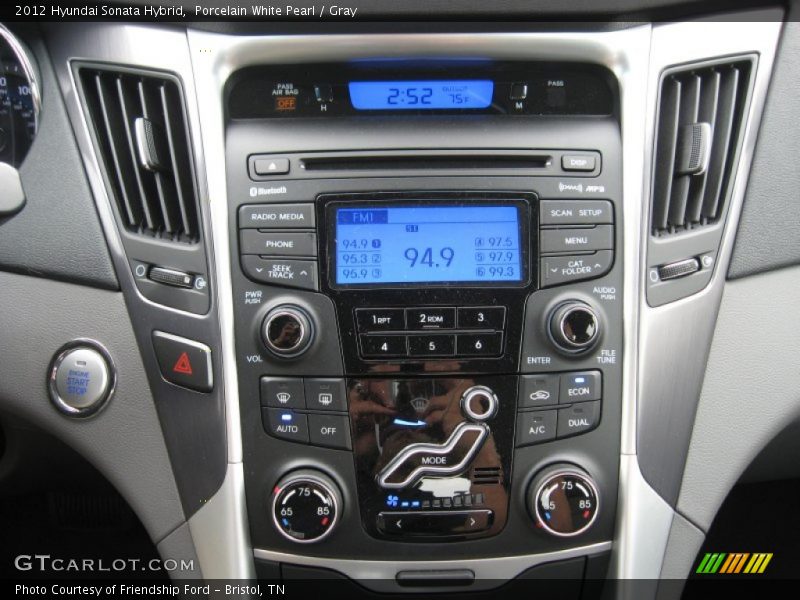 Porcelain White Pearl / Gray 2012 Hyundai Sonata Hybrid