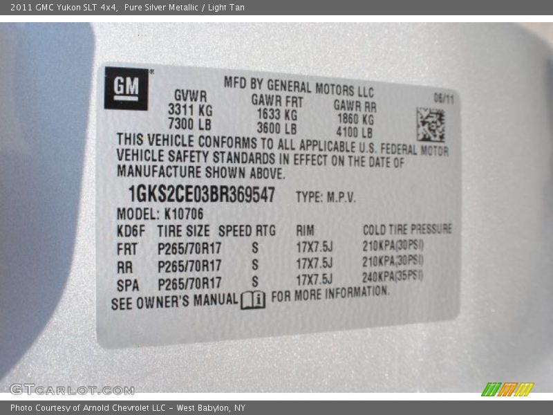 Pure Silver Metallic / Light Tan 2011 GMC Yukon SLT 4x4