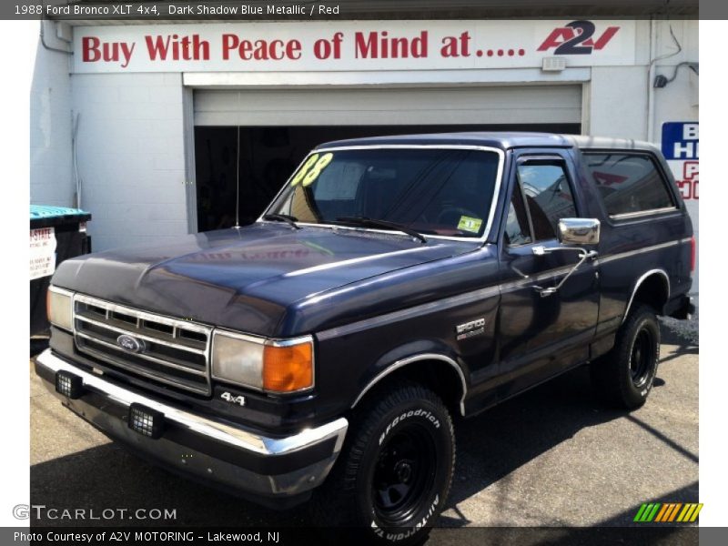 Dark Shadow Blue Metallic / Red 1988 Ford Bronco XLT 4x4