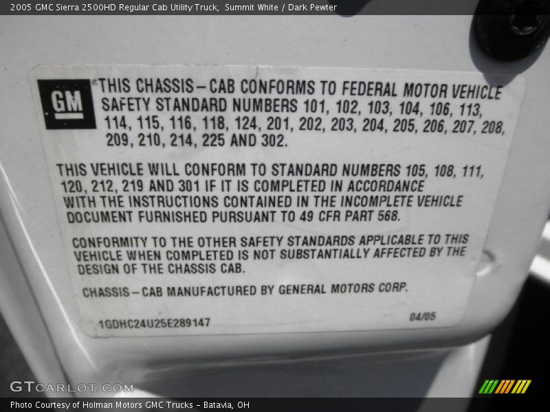 Summit White / Dark Pewter 2005 GMC Sierra 2500HD Regular Cab Utility Truck