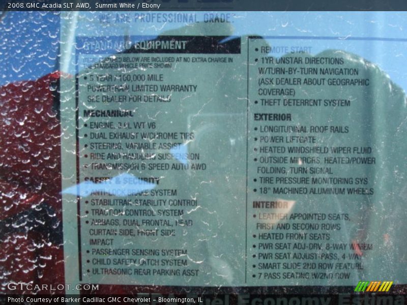 Summit White / Ebony 2008 GMC Acadia SLT AWD