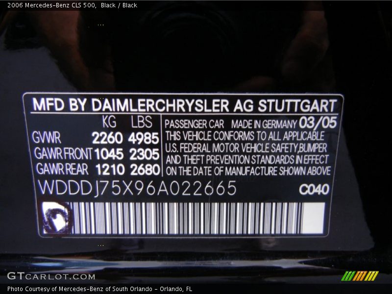 Black / Black 2006 Mercedes-Benz CLS 500