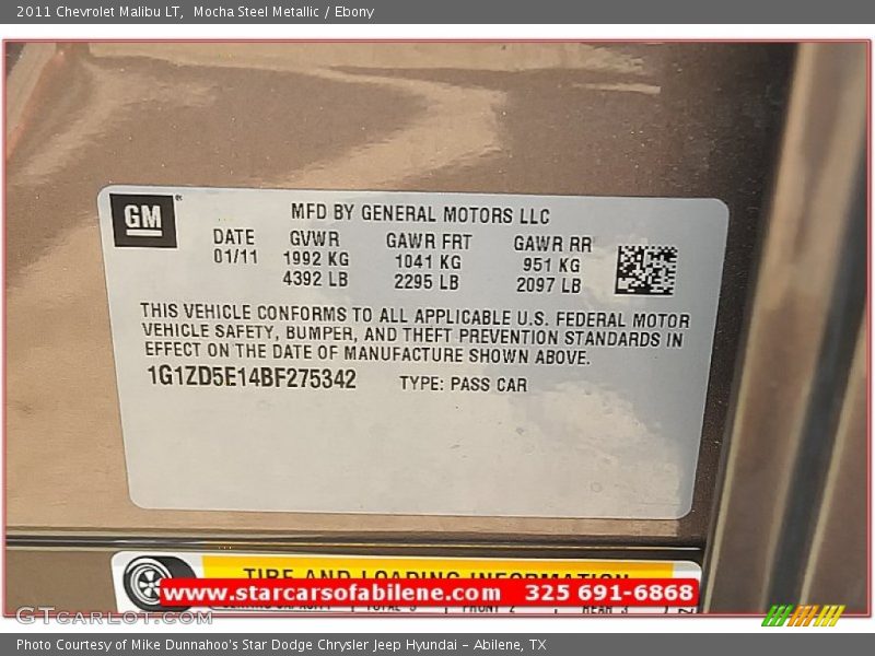 Mocha Steel Metallic / Ebony 2011 Chevrolet Malibu LT