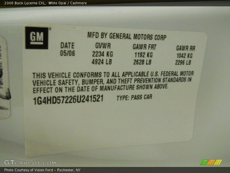 White Opal / Cashmere 2006 Buick Lucerne CXL
