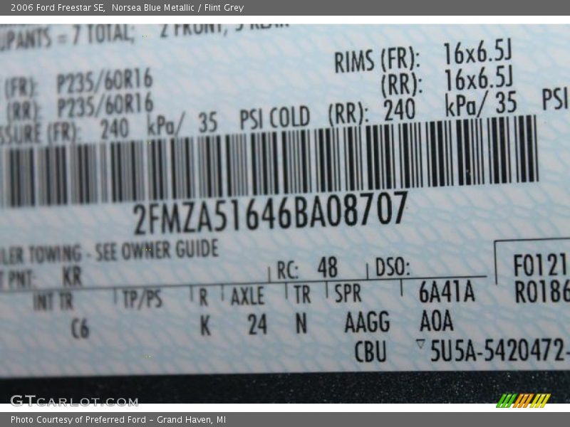 Norsea Blue Metallic / Flint Grey 2006 Ford Freestar SE