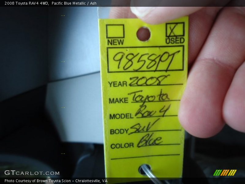 Pacific Blue Metallic / Ash 2008 Toyota RAV4 4WD