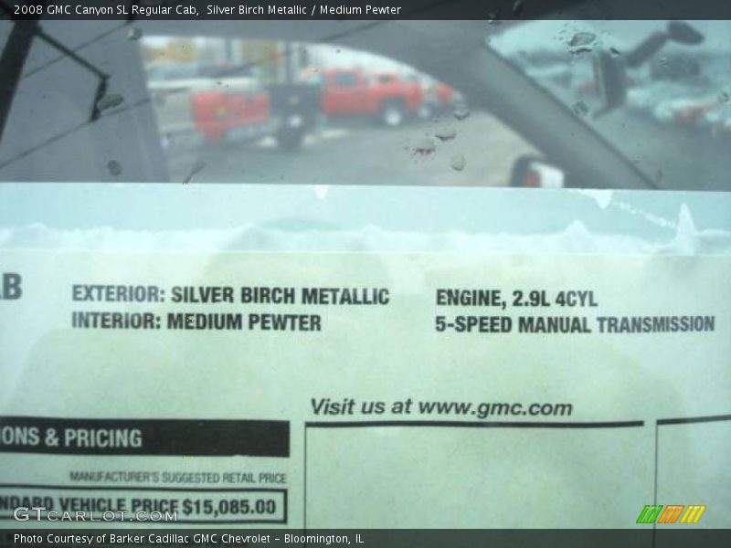 Silver Birch Metallic / Medium Pewter 2008 GMC Canyon SL Regular Cab